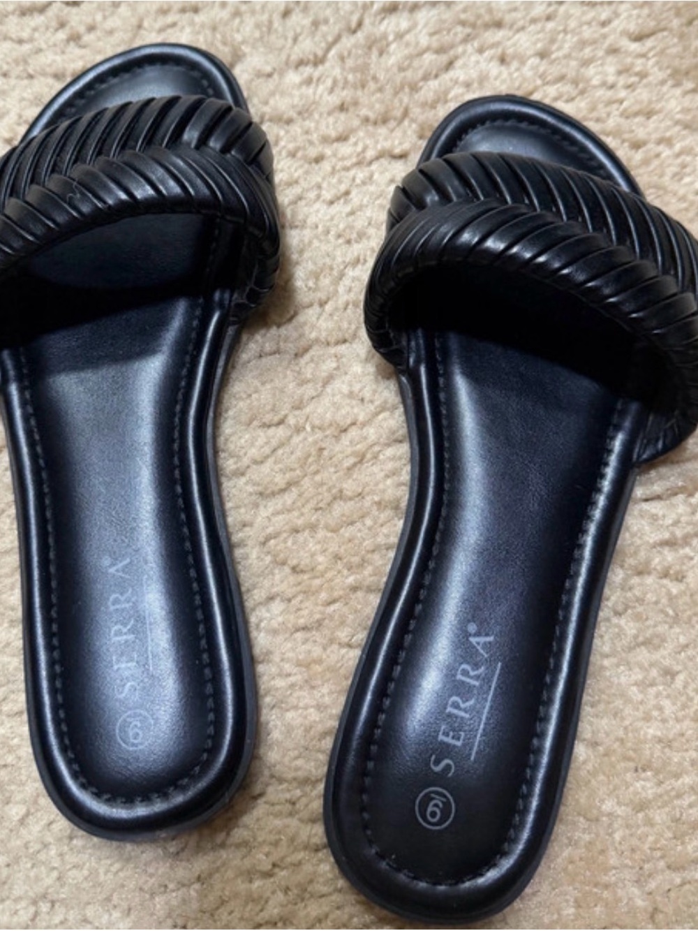 Serra Black Braided Slide Sandals